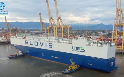La SPRBUN recibió al Glovis Leader, el buque portavehículos más grande del mundo, ratificando así su capacidad operativa