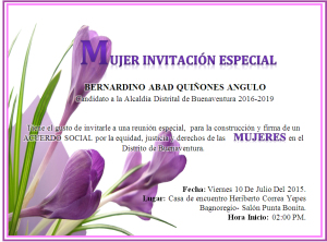 Bernardino Quiñones  invita a las mujeres de Buenaventura a la construcción de un Acuerdo Social