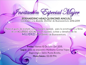 Bernardino Quiñones  invita a las mujeres de Buenaventura a la construcción de un Acuerdo Social