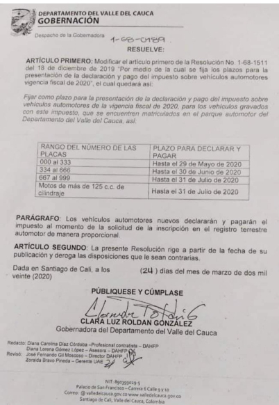 Se amplía el calendario para el pago de impuesto automotor en el Valle del Cauca