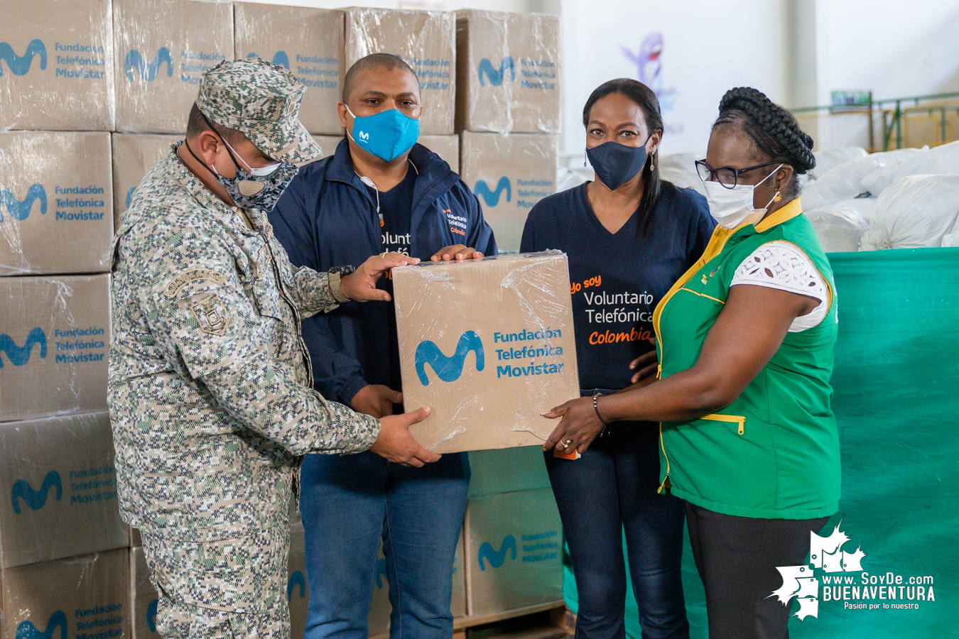 La Fundación Telefónica Movistar entregó donación de mercados y kits de bioseguridad a la Alcaldía Distrital de Buenaventura