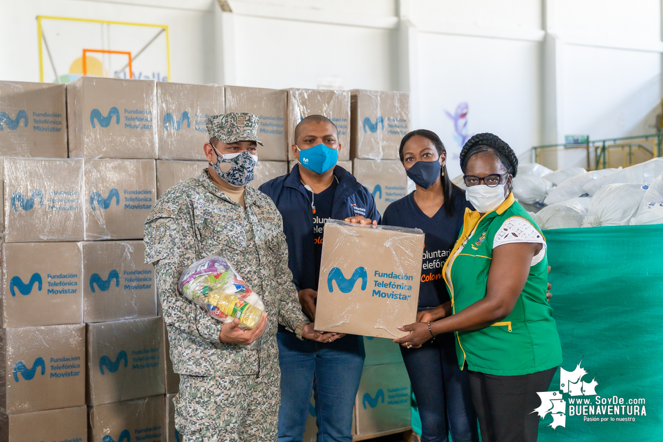 La Fundación Telefónica Movistar entregó donación de mercados y kits de bioseguridad a la Alcaldía Distrital de Buenaventura