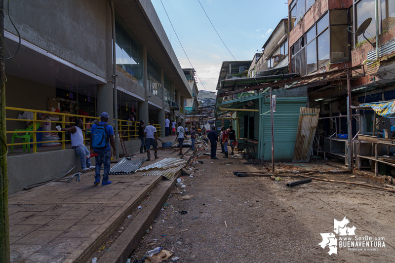 Avanza a buen ritmo la desafectación de los alrededores de la plaza de mercado José Hilario López de Pueblo Nuevo 