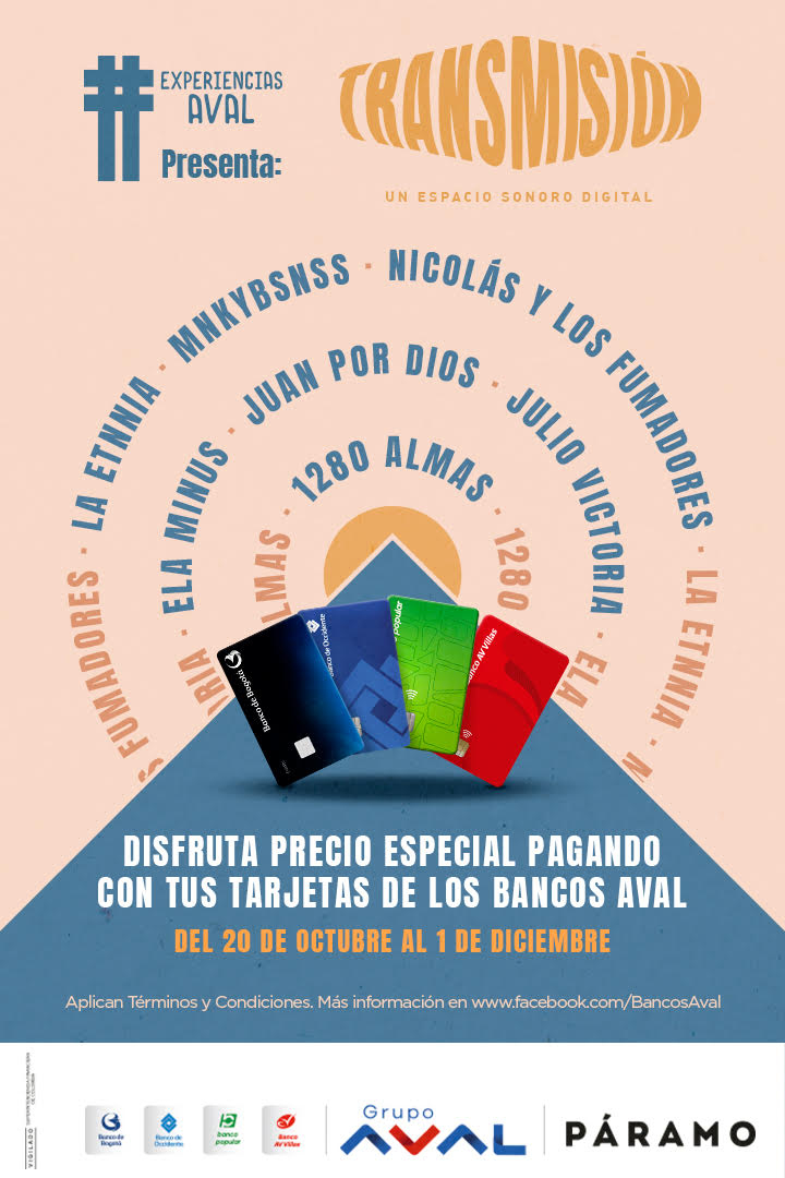 Con 25 conciertos de bandas latinoamericanas #ExperienciasAval presenta: TRANSMISIÓN