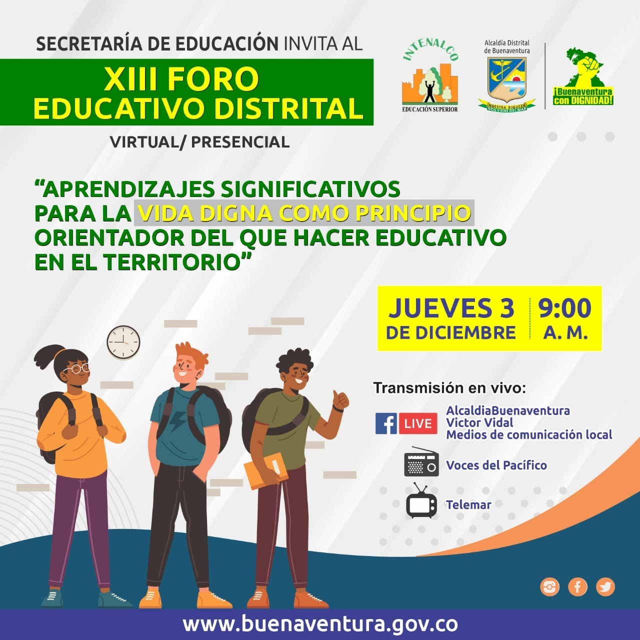 La Secretaría de Educación realizará el jueves 3 de diciembre el XIII Foro Distrital 