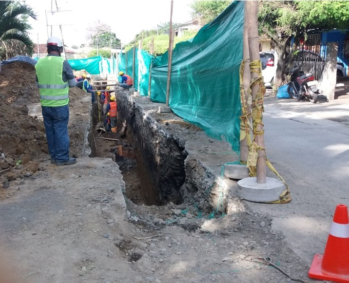 Obras en el barrio El Edén de Bugalagrande, corresponden a ampliación del sistema de alcantarillado