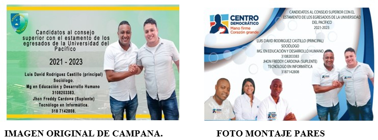 Denuncia: Fundación PARES difunde foto montaje difamador contra candidato a Consejo Superior de la Unipacífico