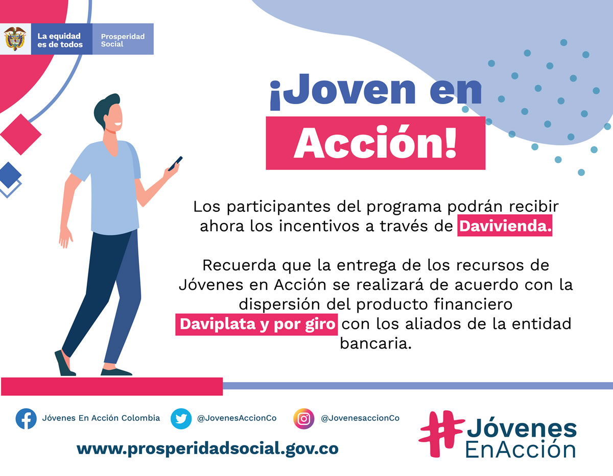 Davivienda es el nuevo operador bancario para entrega de incentivos de Jóvenes en Acción