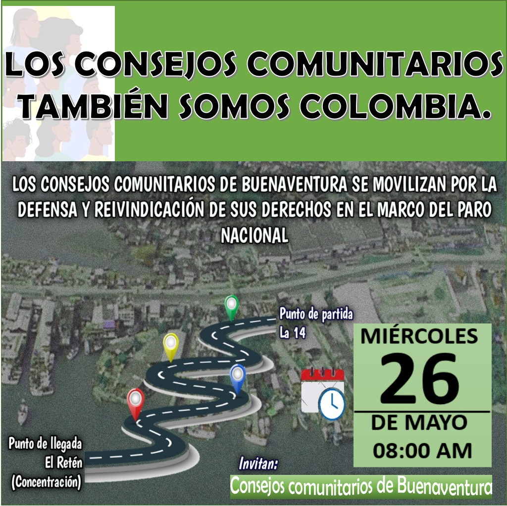 Marcha de consejos comunitarios en Buenaventura en el marco del paro nacional