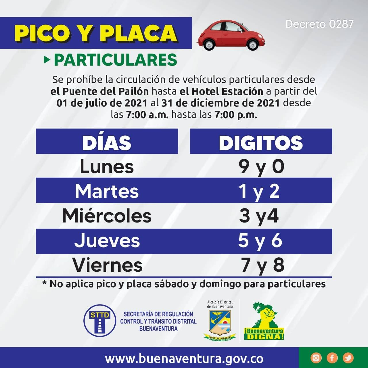 A partir del lunes 12 de julio empezarán sanciones por no cumplir el pico y placa en Buenaventura