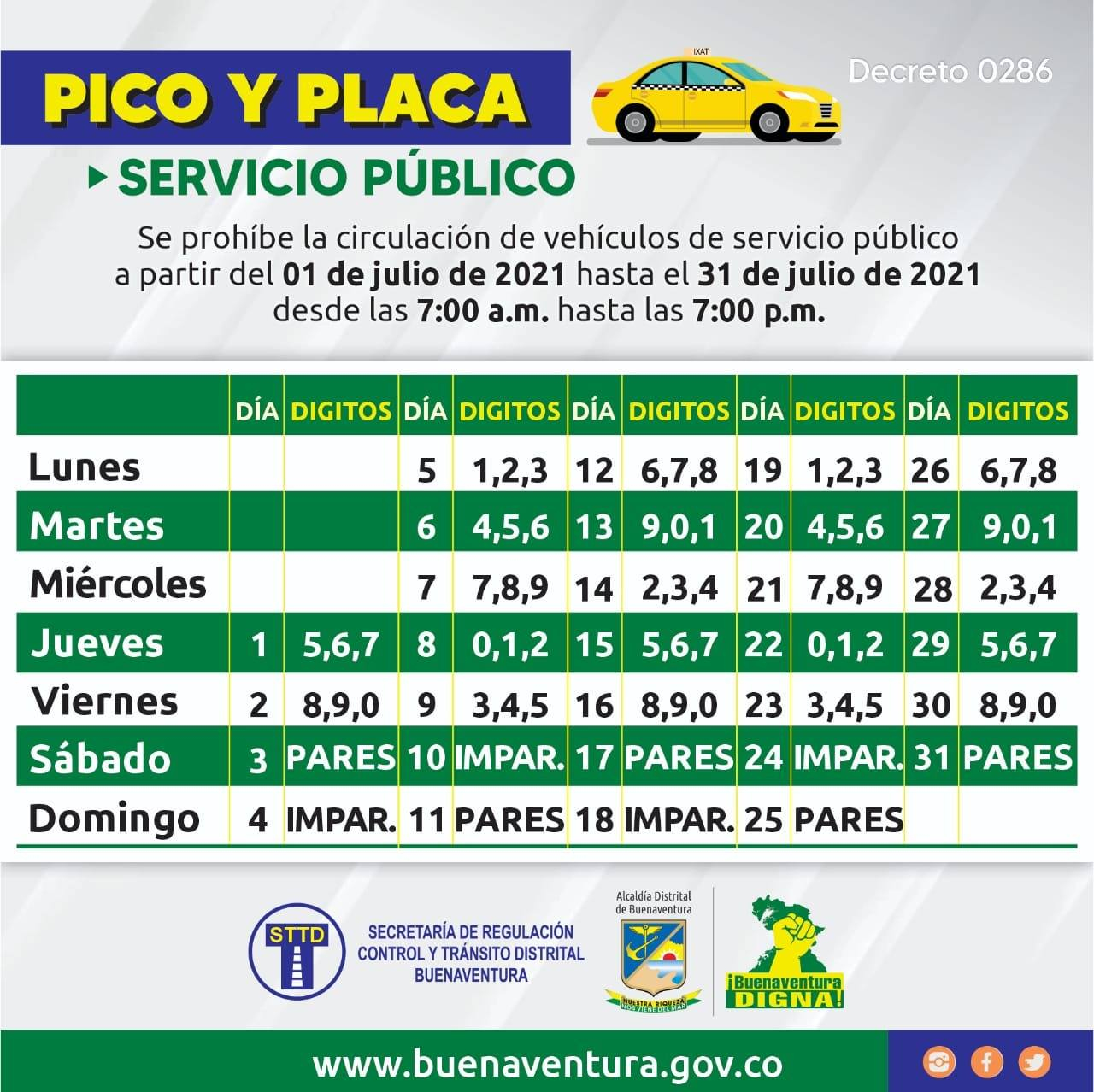 A partir del lunes 12 de julio empezarán sanciones por no cumplir el pico y placa en Buenaventura