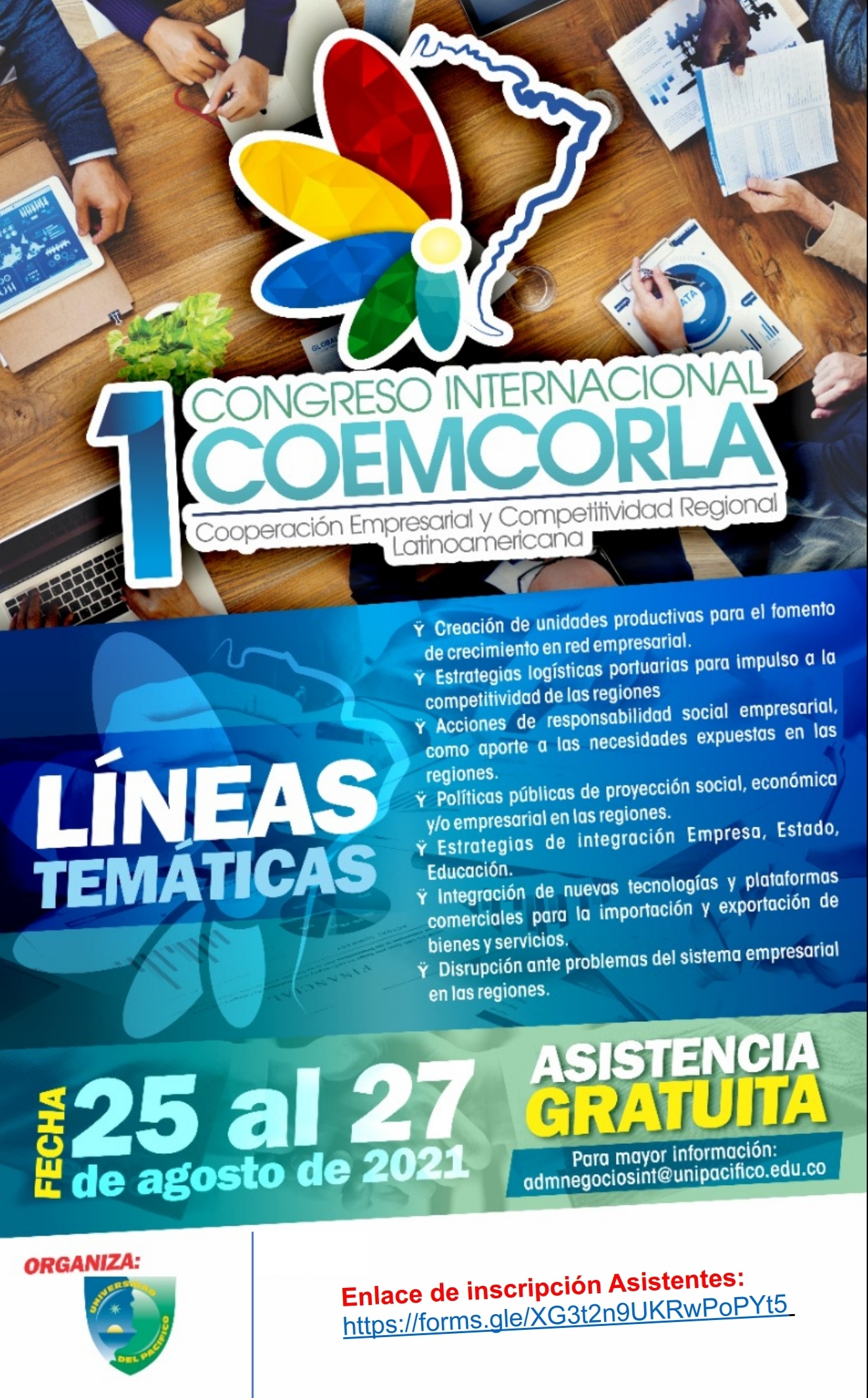 La Unipacífico da apertura el miércoles 25 de agosto al Primer Congreso de Cooperación Empresarial y Competitividad Latinoamericana