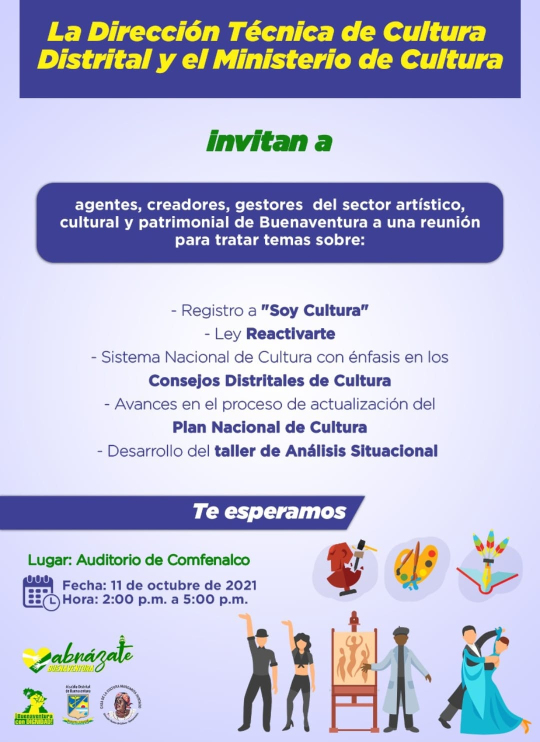 El 11 de octubre se realizará capacitación sobre procesos del sector cultural en Buenaventura