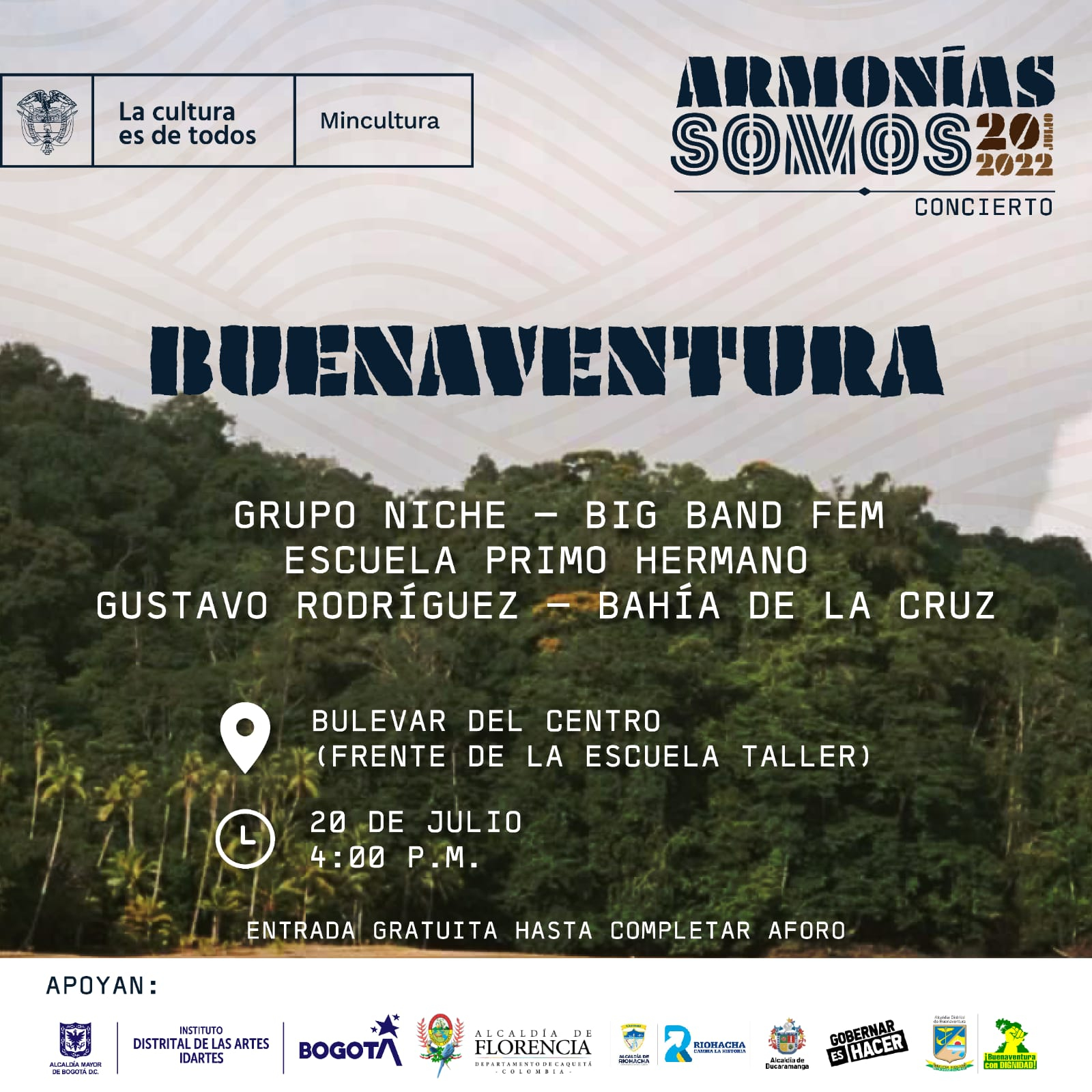 El Gran Concierto Nacional 20 de julio: “Armonías Somos”, llega al Distrito Especial de Buenaventura 