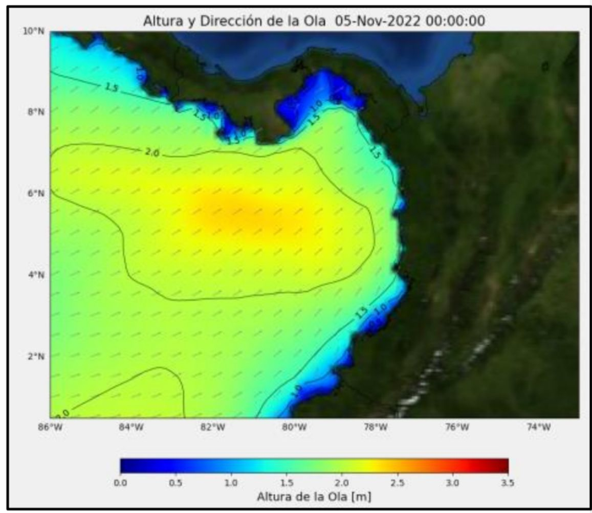 "La Dimar anuncia las condiciones meteomarinas en el pacífico colombiano" para el 4 y 5 de noviembre de 2022