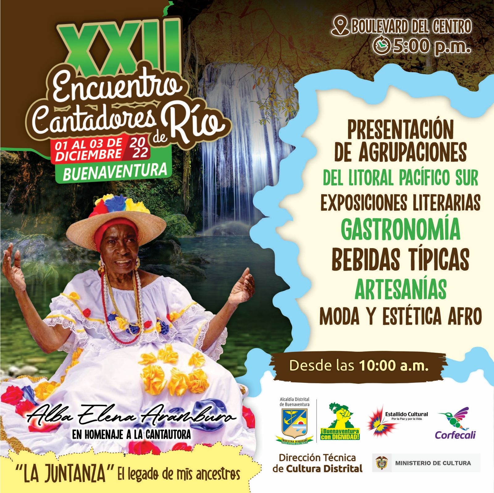 Conozca la programación del XXII de Cantadores de Río que inicia el jueves 1 de diciembre en el Bulevar del Centro de Buenaventura 