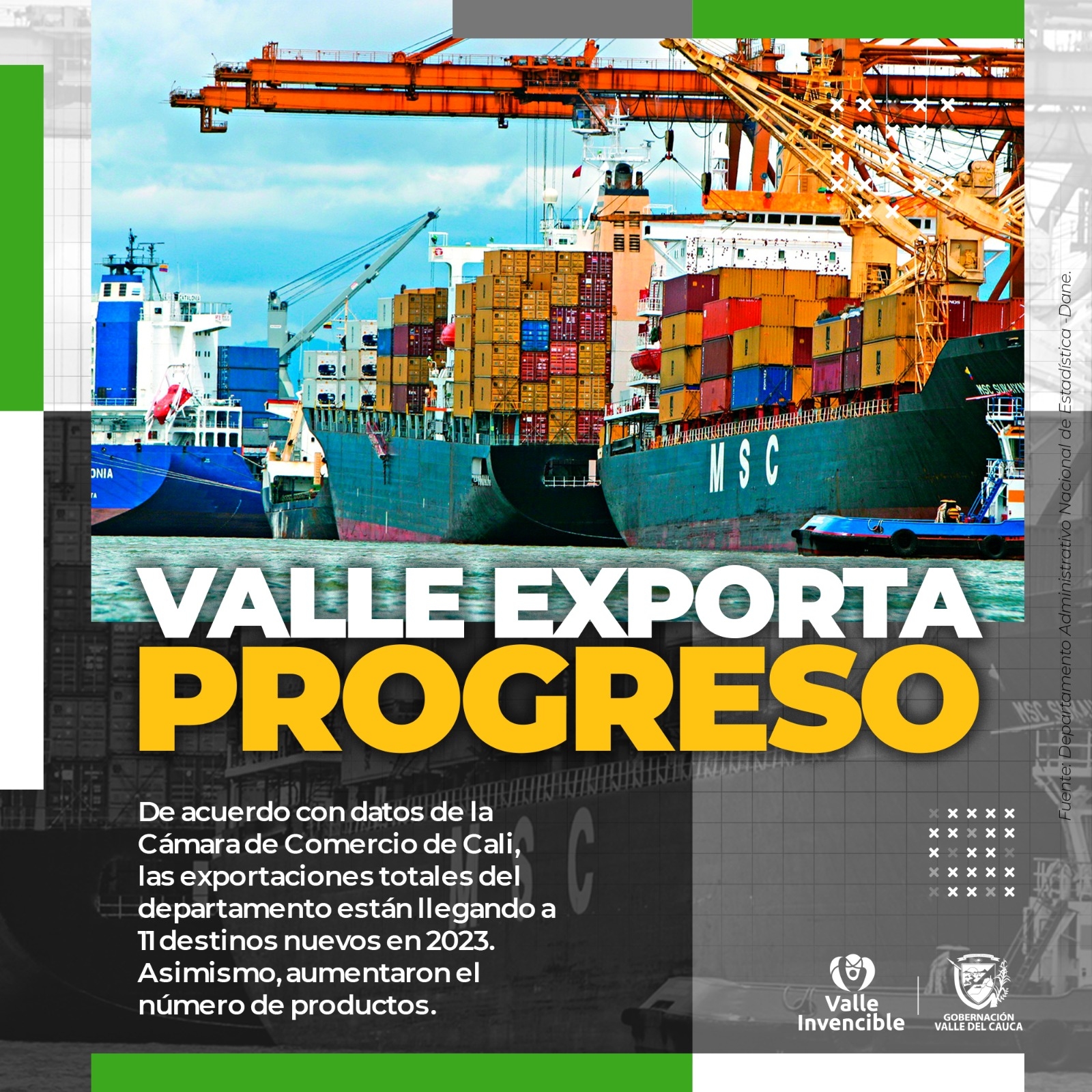 El Valle se sigue consolidando en los mercados internacionales, exportaciones aumentaron un 8 % en el primer trimestre de 2023