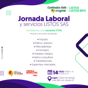 ¡Trabajo sí hay! El viernes14 de julio de 2023 Feria laboral y de servicios de Comfenalco Valle Delagente en Cali