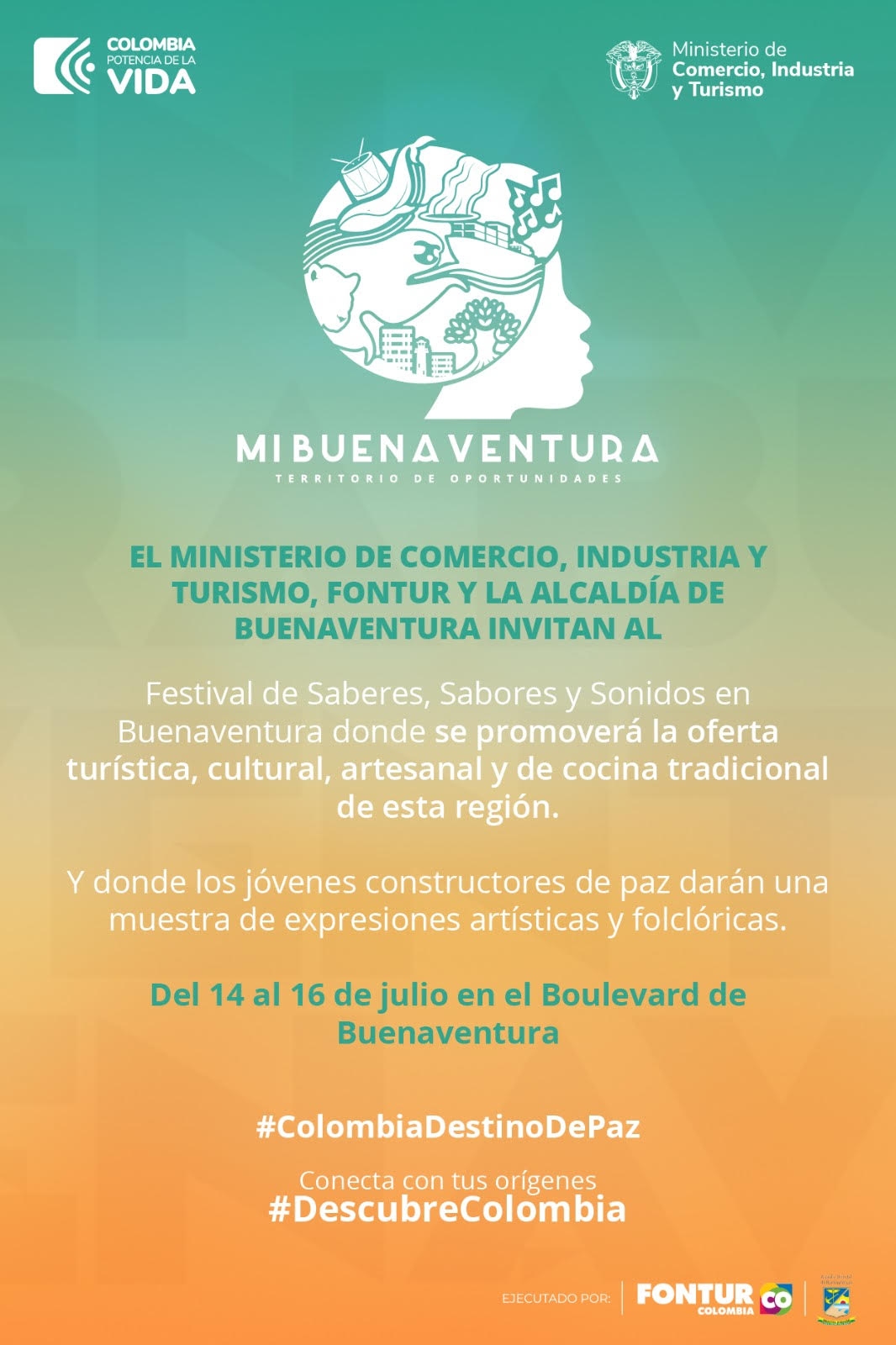 El Festival de Saberes, Sabores y Sonidos llega a Buenaventura con el protagonismo de los jóvenes como promotores de paz