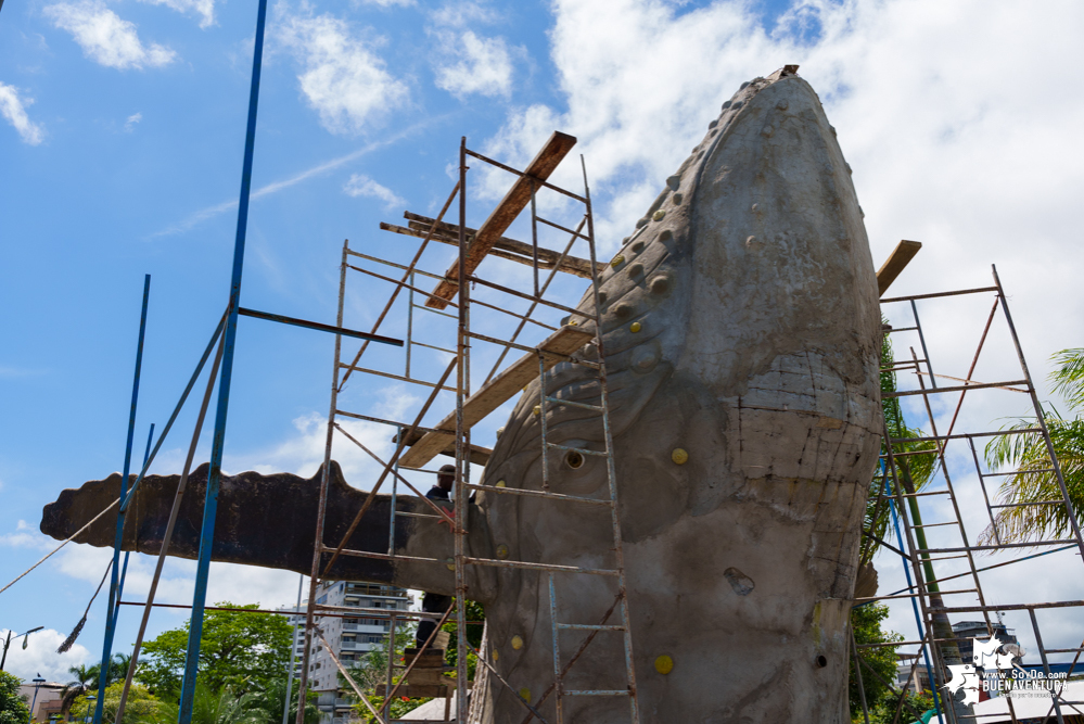 En los primeros días de agosto de 2023 estaría terminado el monumento a las ballenas jorobadas en Buenaventura 