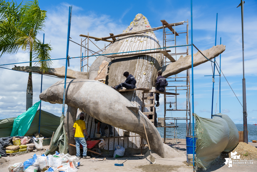 En los primeros días de agosto de 2023 estaría terminado el monumento a las ballenas jorobadas en Buenaventura 