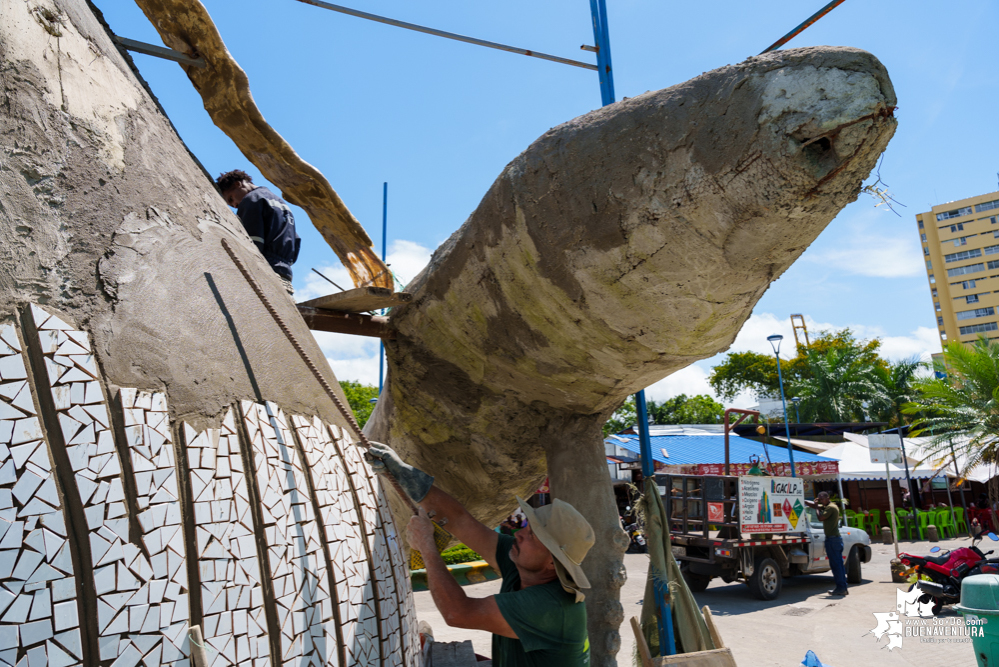 En los primeros días de agosto de 2023 estaría terminado el monumento a las ballenas jorobadas en Buenaventura 