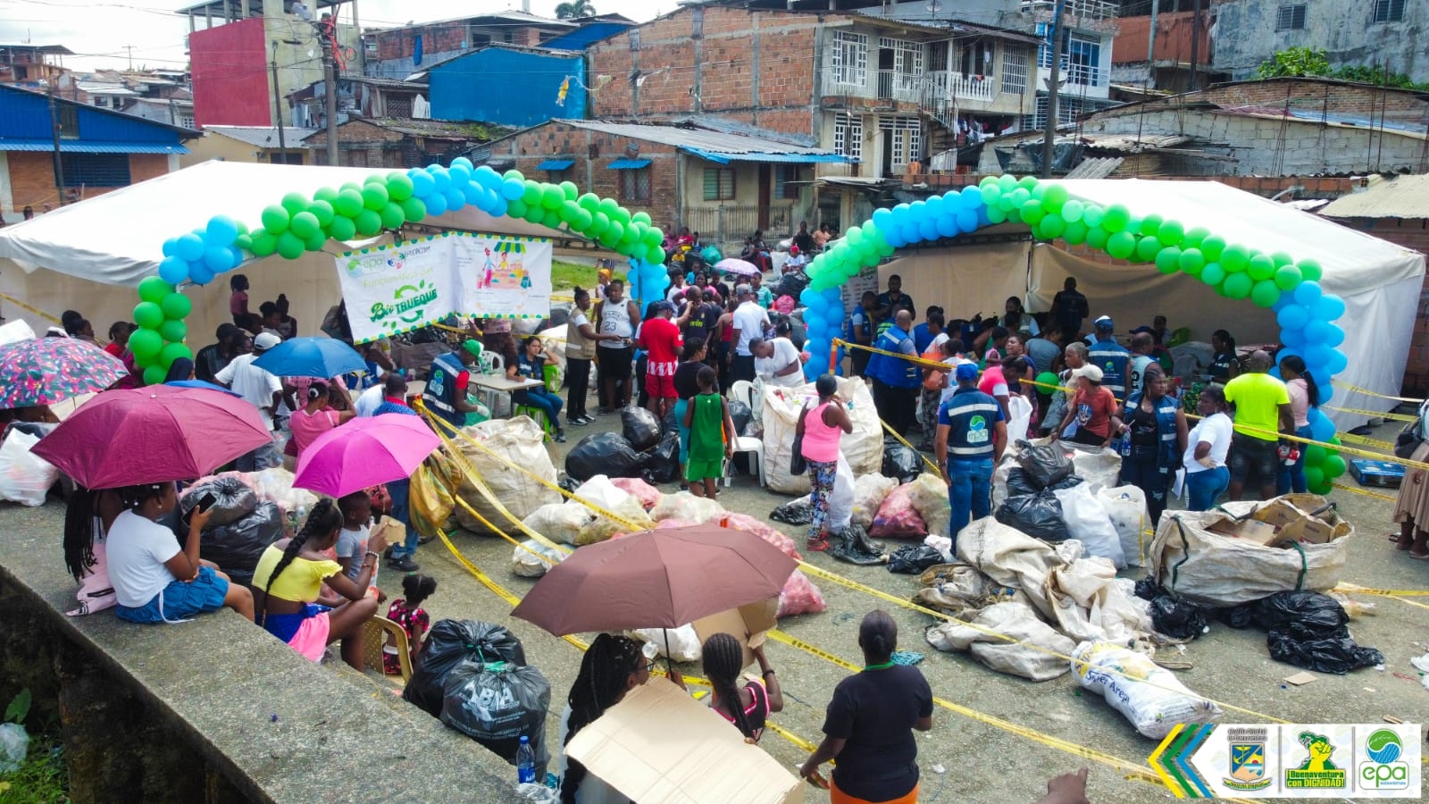 En el biotrueque realizado en el barrio San Buenaventura se recogieron casi ocho toneladas de residuos