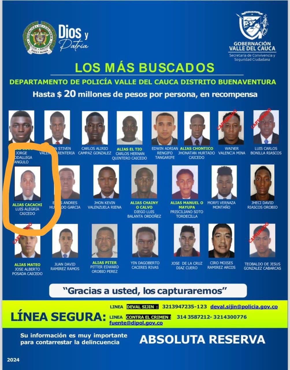 Fue capturado alias Cacachi en Buenaventura, delincuente publicado en el cartel de los más buscados del Valle del Cauca