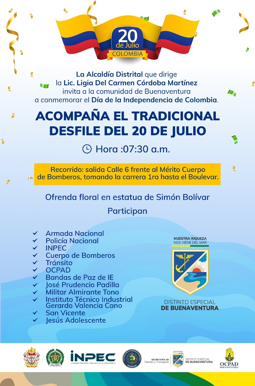 La Alcaldía Distrital prepara el desfile del 20 de julio por las calles del centro de Buenaventura