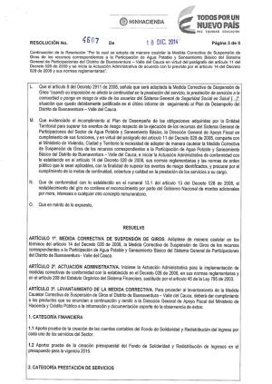 Ministerio de Hacienda suspende giros de recursos de participación de Agua Potable y Saneamiento Básico del SGP de Buenaventura 