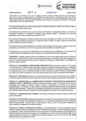 Ministerio de Hacienda suspende giros de recursos de participación de Agua Potable y Saneamiento Básico del SGP de Buenaventura 