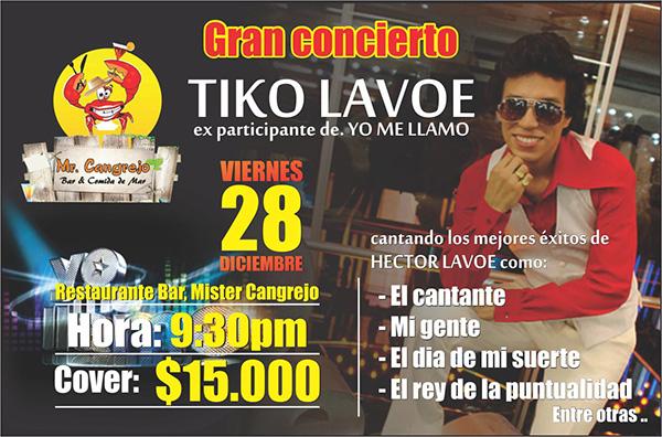 COncierto de Tiko Lavoe en Míster Cangrejo