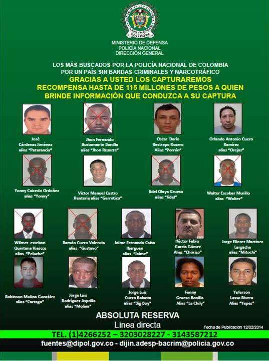 Policía publica el cartel de los más buscados en Buenaventura