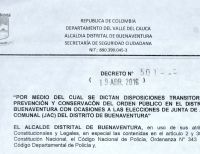 Alcalde decretó Ley Seca durante el fin de semana por elecciones de las Juntas de Acción Comunal