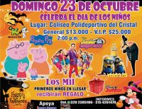 Celebra este 23 de octubre el día de los niños en el coliseo El Cristal desde las 2:00 p.m.