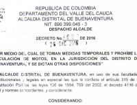 Se prohíbe la circulación de motocicletas el 31 de diciembre de 2016 y 1 de enero de 2017