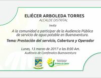 Este lunes 13 de marzo se realizará la audiencia pública sobre servicio de agua potable en Buenaventura