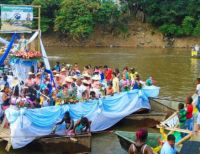 Rogativas a la Virgen de la Asunción con balsadas sobre el Río Cauca en el marco del Petronio Álvarez