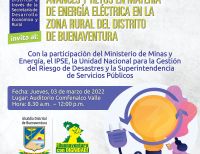 El jueves 3 de marzo se realizará el Foro Energético Distrital: Avances y Retos en Materia de Energía Eléctrica en la zona rural de Buenaventura