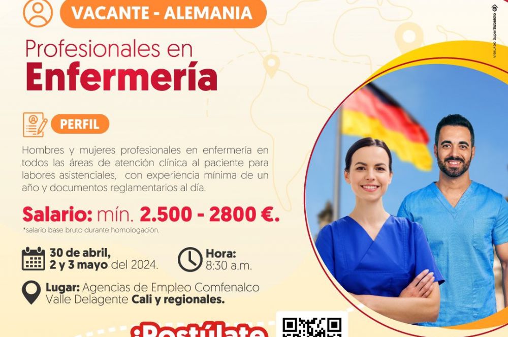 Trabajo en el extranjero, sí hay!  Se abre convocatoria laboral para profesionales en Enfermería interesados en trabajar en Alemania