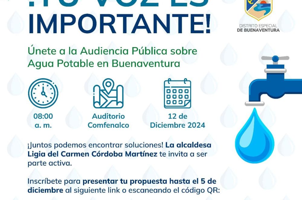 En Buenaventura se realizará Audiencia Pública del Agua para abordar la crisis hídrica