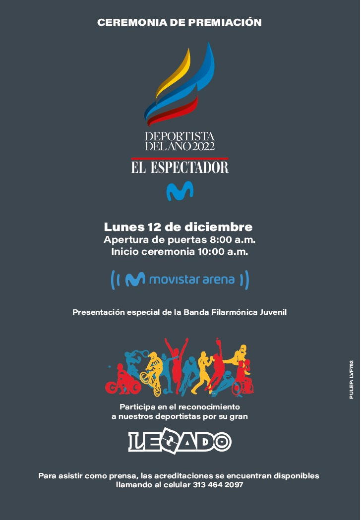 Premiación del Deportista del Año en Colombia se realizará en el Movistar Arena