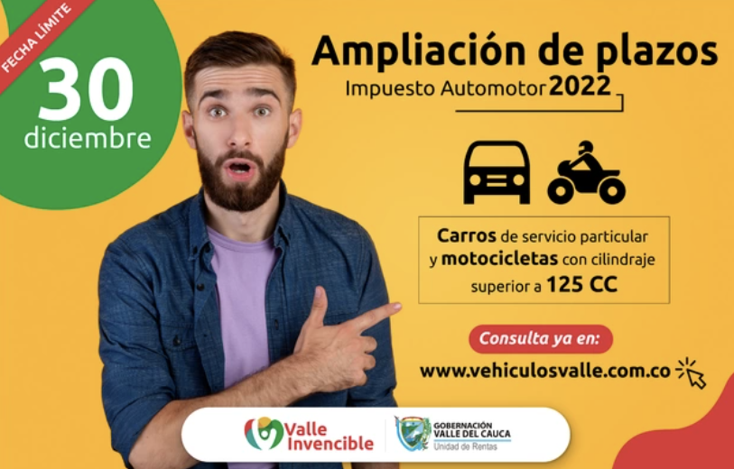 Los contribuyentes del Valle del Cauca aún cuentan con 19 días para el pago del Impuesto Automotor en todos los rangos de las placas