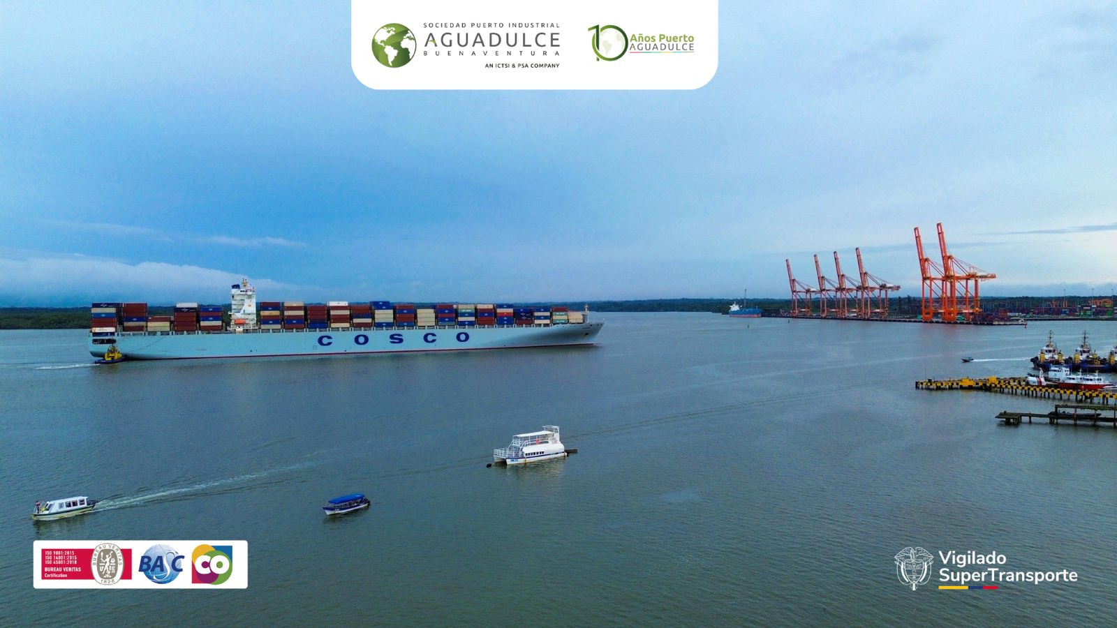 La Sociedad Puerto Industrial Aguadulce suma nuevo servicio naviero de COSCO SHIPPING Lines para conectar a Colombia con Asia